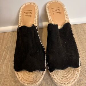 INC International Concepts Black Espadrille Wedge  7.5